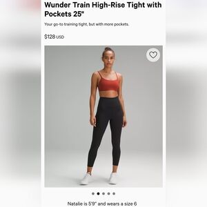 Lululemon Wunder Train High-Rise Tight with Pockets 25" Black Size 6